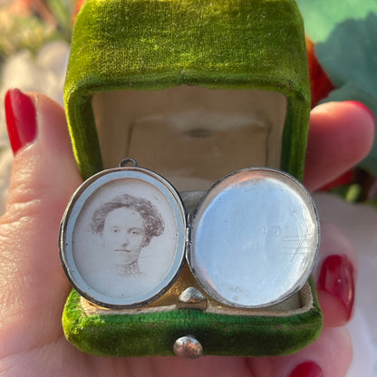 Antique Victorian Sterling Silver Buckle Locket Eternity Pendant 1889