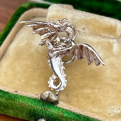 Vintage Sterling Silver Dragon Charm