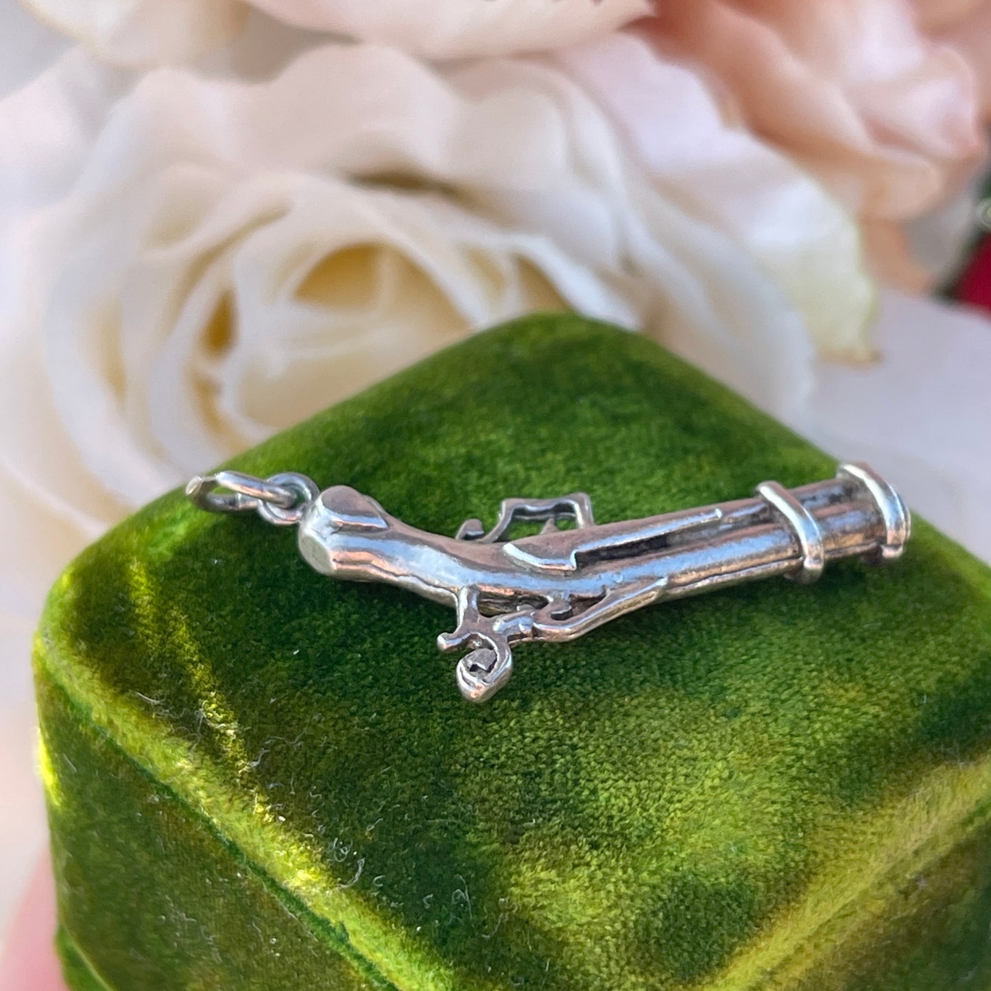 Sterling Silver Vintage Flintlock Pistol Gun Charm 4g