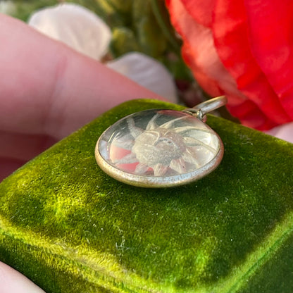 Vintage Silver Indian Reverse Carved Sun Face Pendant Necklace