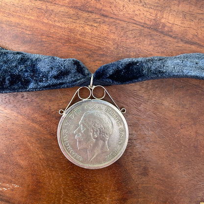Unreleased: Antique 1929 Silver Large Half Crown Coin Pendant