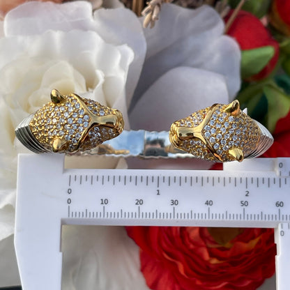 Sterling Silver Panther Gold Gilt Head Bangle Bracelet John Start Hallmarked 55g