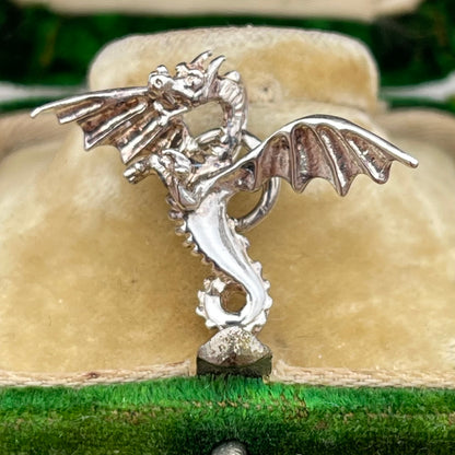 Vintage Sterling Silver Dragon Charm