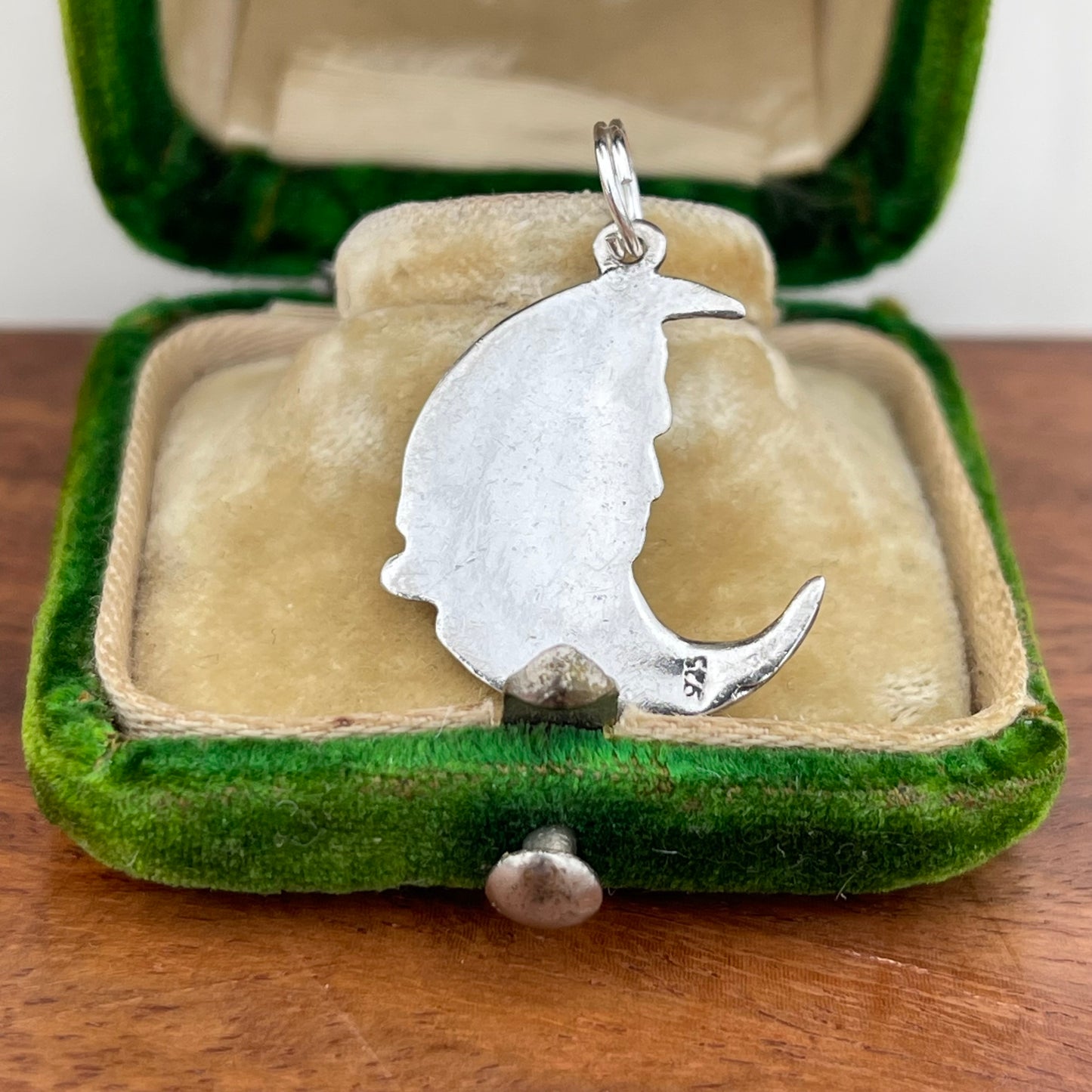 Vintage Sterling Silver Maiden In The Moon Charm