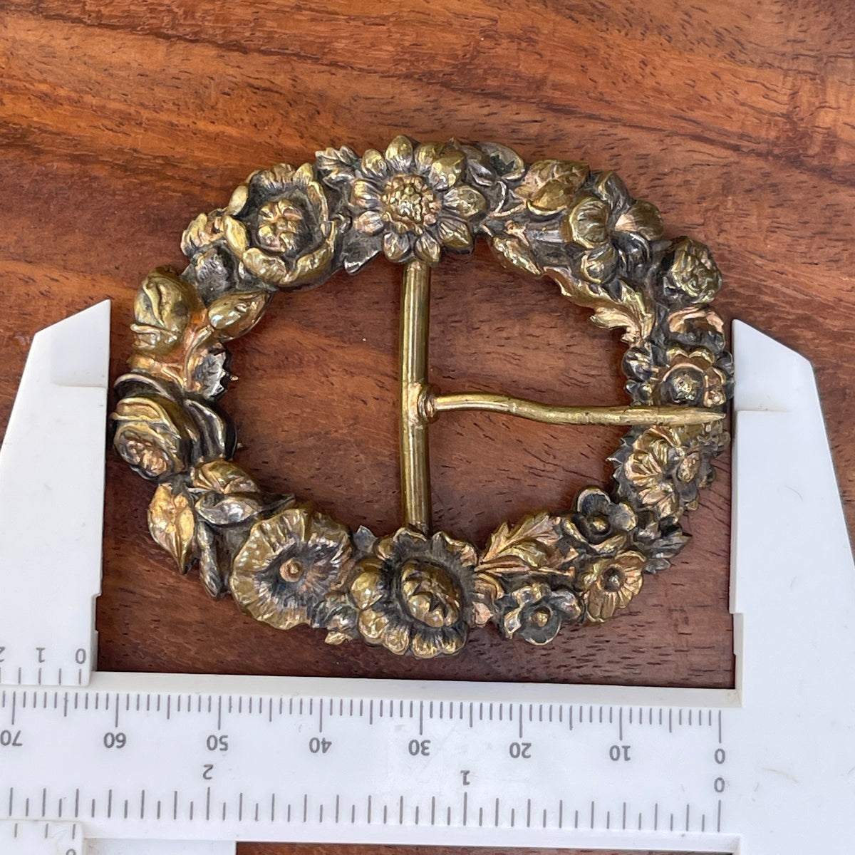Unreleased: Antique Art Nouveau Aged Brass Floral Buckle