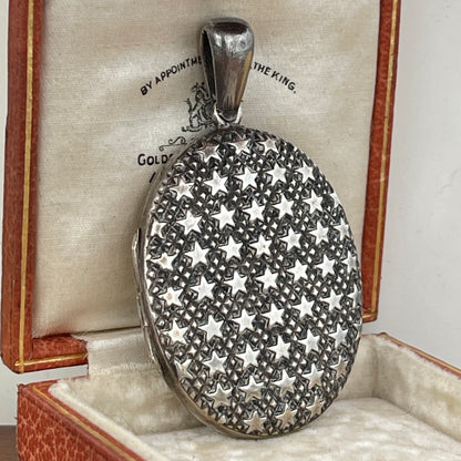 Unreleased: Antique Victorian Ghost Niello Star Locket Pendant