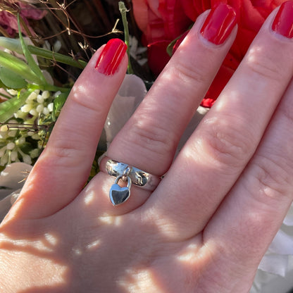 Sterling Silver Chunky Heart Charm Ring O