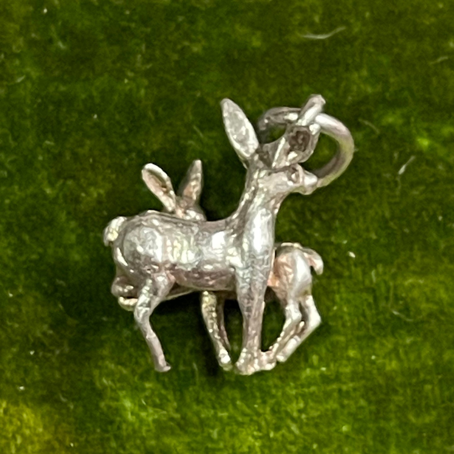 Vintage Sterling Silver Deer Mother & Baby Fawn Charm Pendant