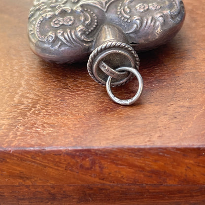Unreleased: Vintage Sterling Silver Heart Perfume Bottle Pendant large 55mm