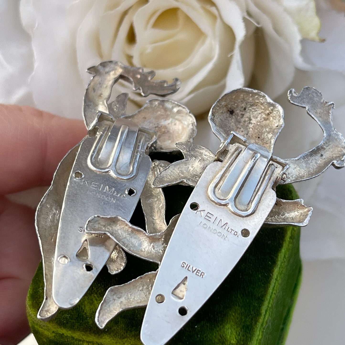 Unreleased: Art Deco Sterling Silver Cherub Dress Clips Pair