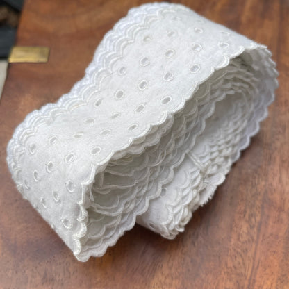 Unreleased: Antique Victorian White Hand Stitched Broderie Anglaise Trim