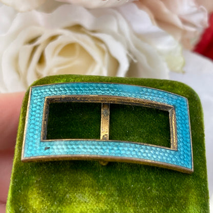 Unreleased: Art Deco Blue Guilloché Enamel Buckle