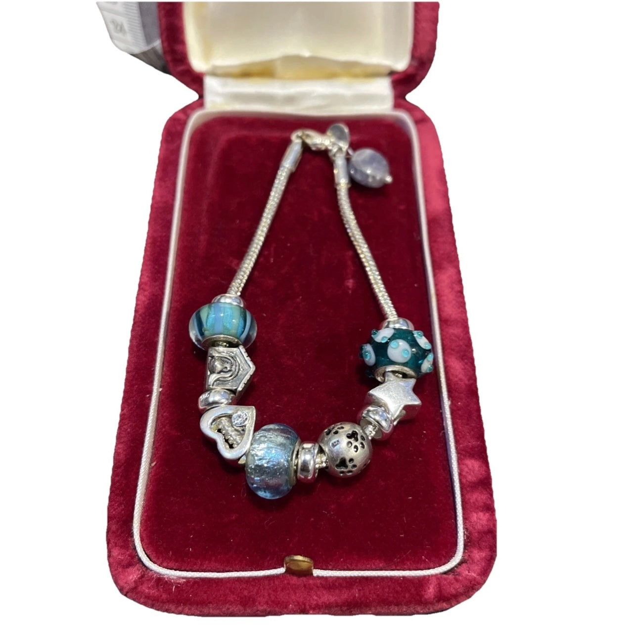 Vintage Sterling Silver screw style Charm Bracelet 12 charms