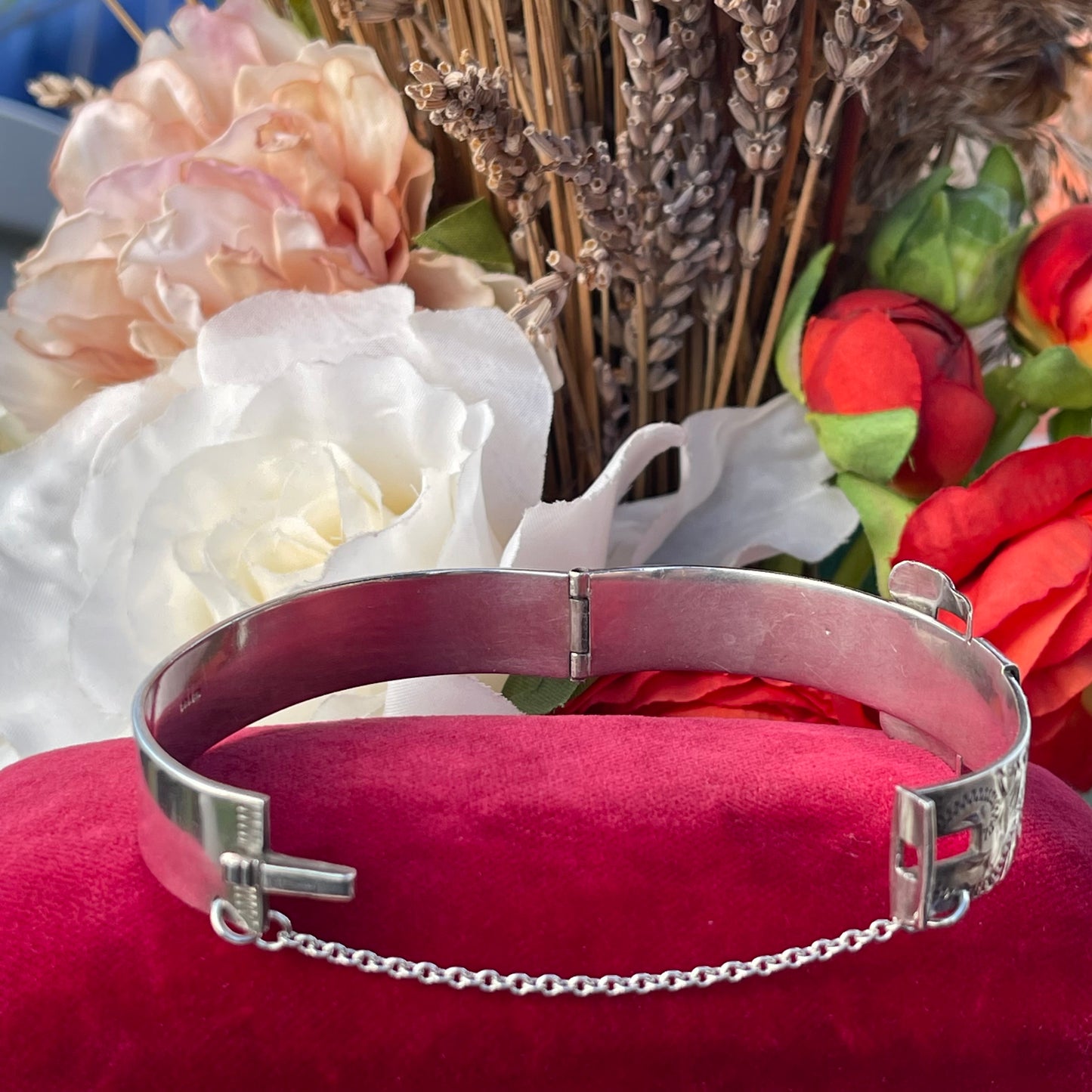 Vintage Sterling Silver Buckle Bangle Victorian Revival Irish 1979 Heavy 33g