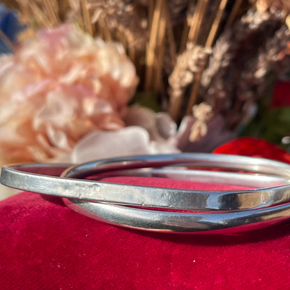 Sterling Silver Linked Bangles Circle Square Heavy 17g