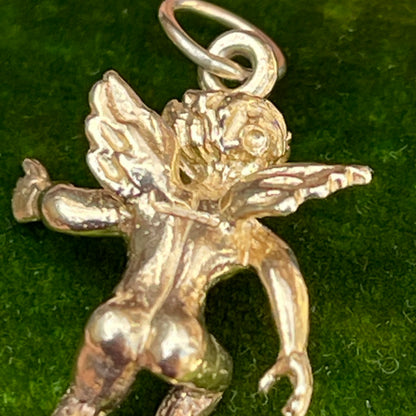Vintage 9ct Gold Cupid Angel Cherub Pendant Charm Solid Yellow 3.2g