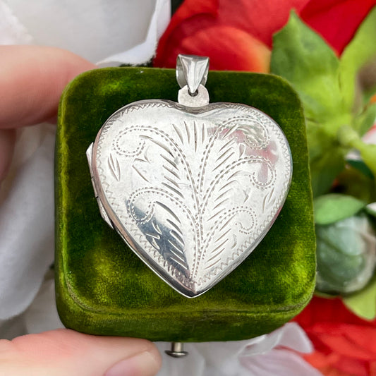 Vintage Sterling Silver Filigree Heart Locket Pendant