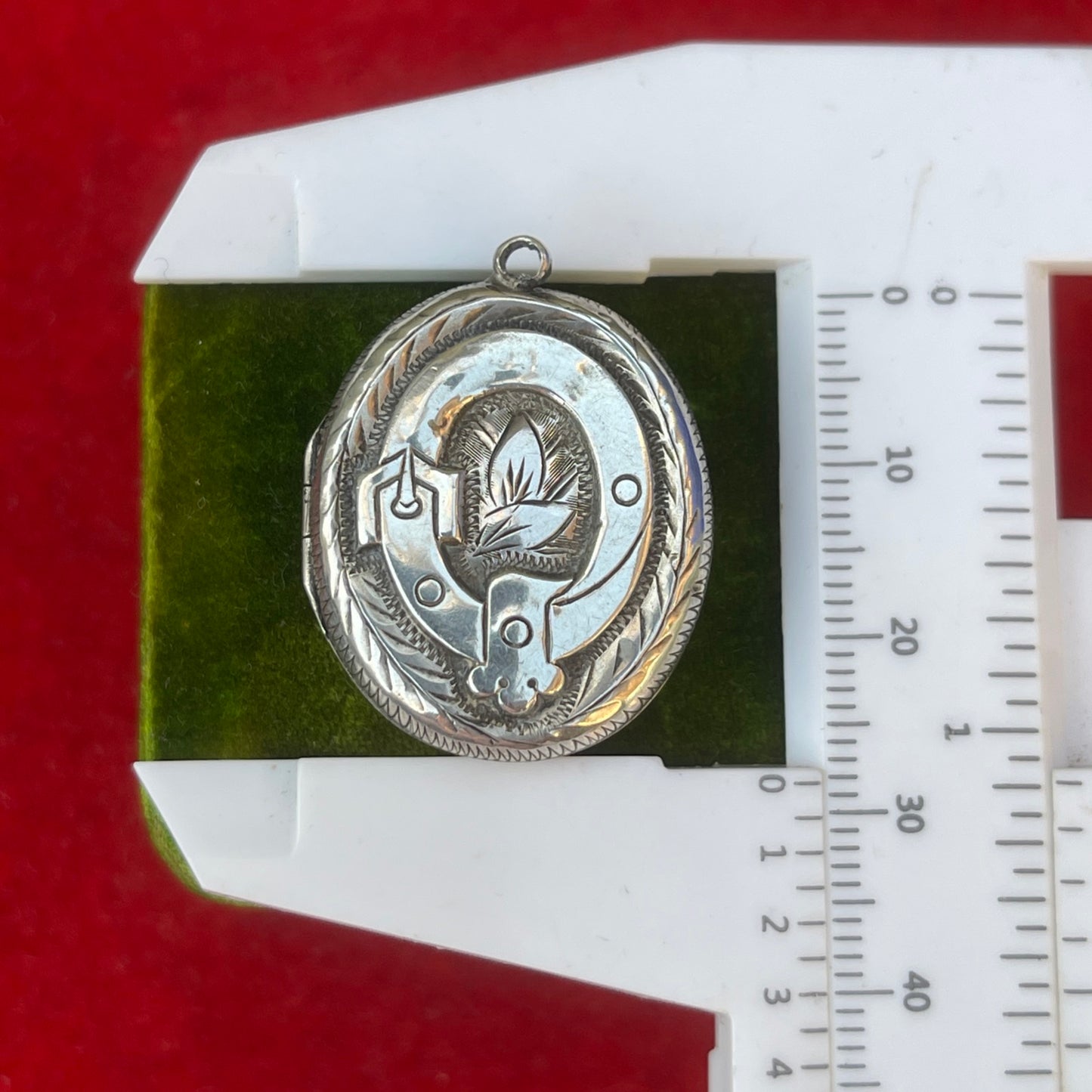 Antique Victorian Sterling Silver Buckle Locket Eternity Pendant 1889