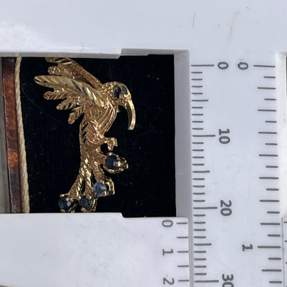 Vintage 9ct Yellow Gold Sapphire Hummingbird Bird Stud Earrings Rare 2.9g