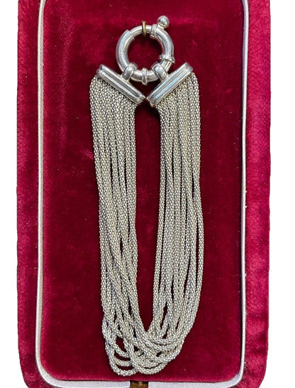 Italian Sterling Silver MILOR Multi 10 Strand Chain Bracelet 925