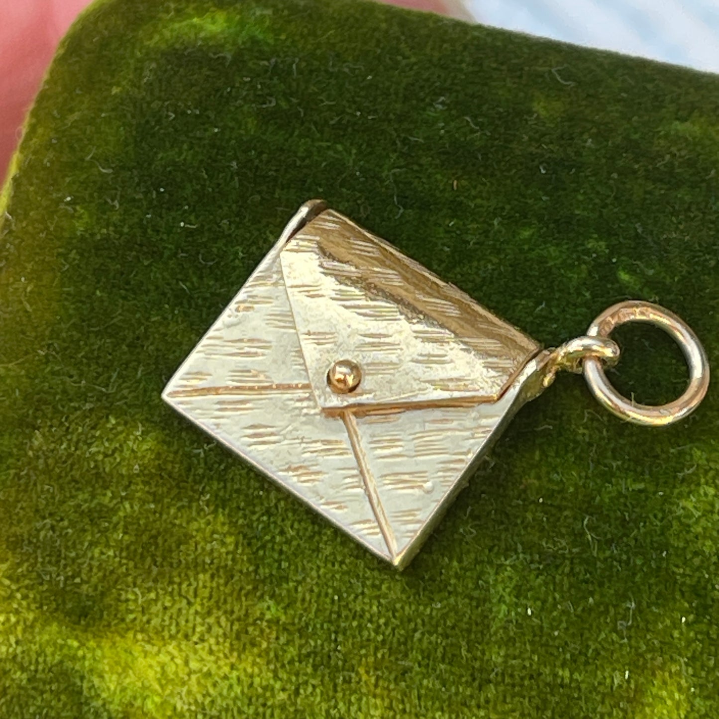 Vintage 9ct Gold Envelope Charm Pendant Letter RARE Antique Revival 3g