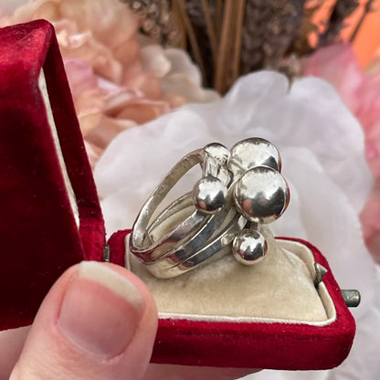 Vintage Sterling Silver Very Heavy modernist ball chunky ring mexican N 13g