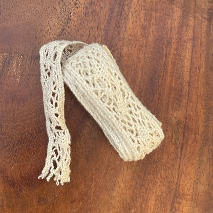 Unreleased: Vintage Midcentury Cream Cotton Diamond Lattice Lace