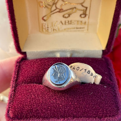 Vintage Sterling Silver Signet Ring Hematite Centurion Antique Inspired 1986 R 1