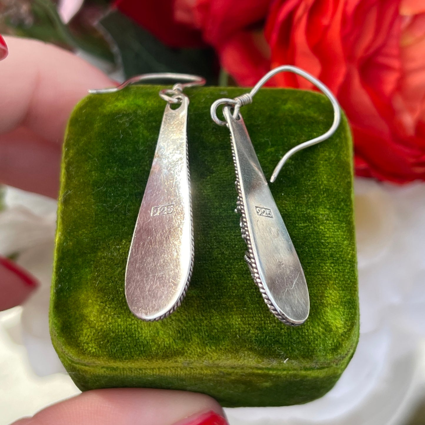 Vintage Sterling Silver Gold Balinese Filigree Teardrop earrings