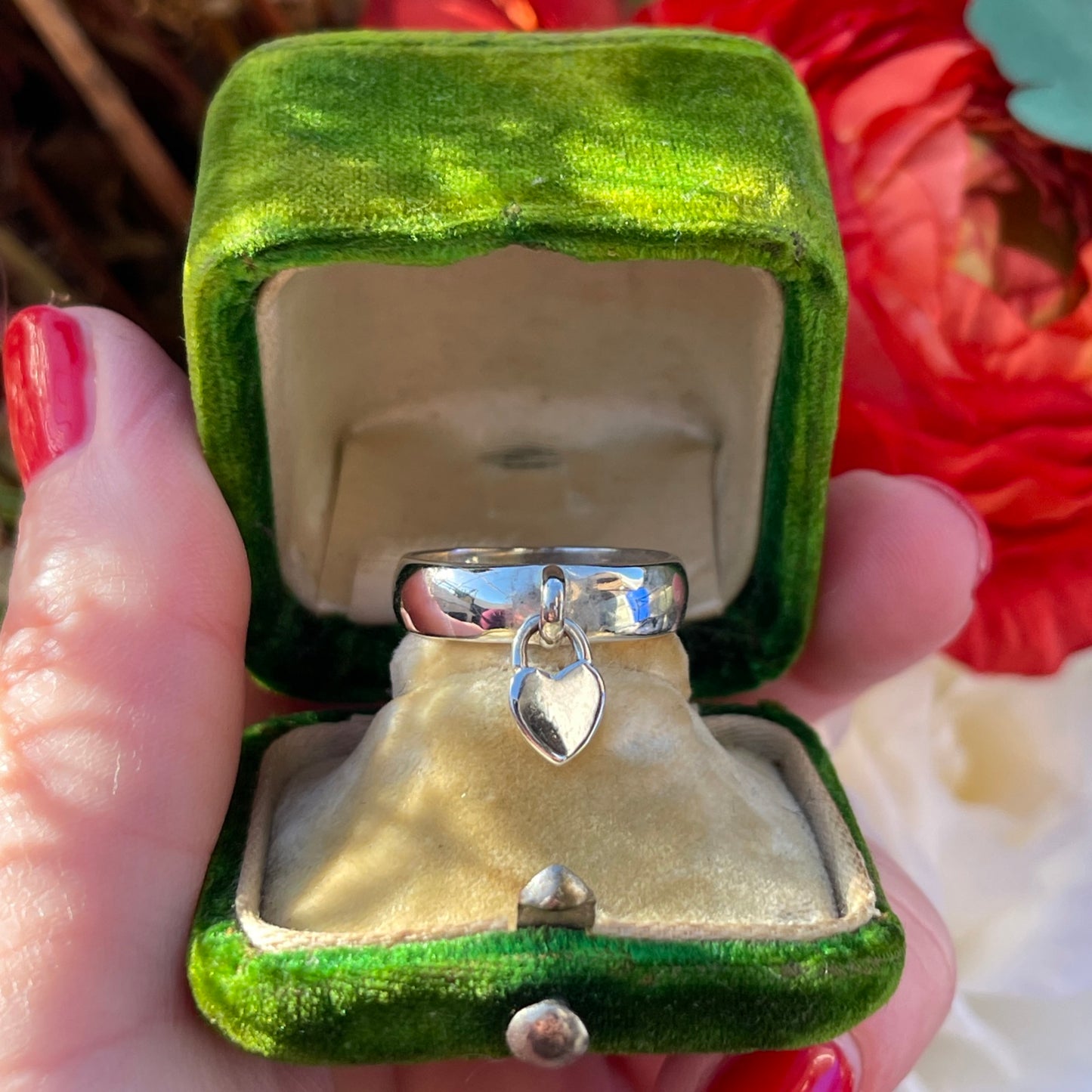 Sterling Silver Chunky Heart Charm Ring O