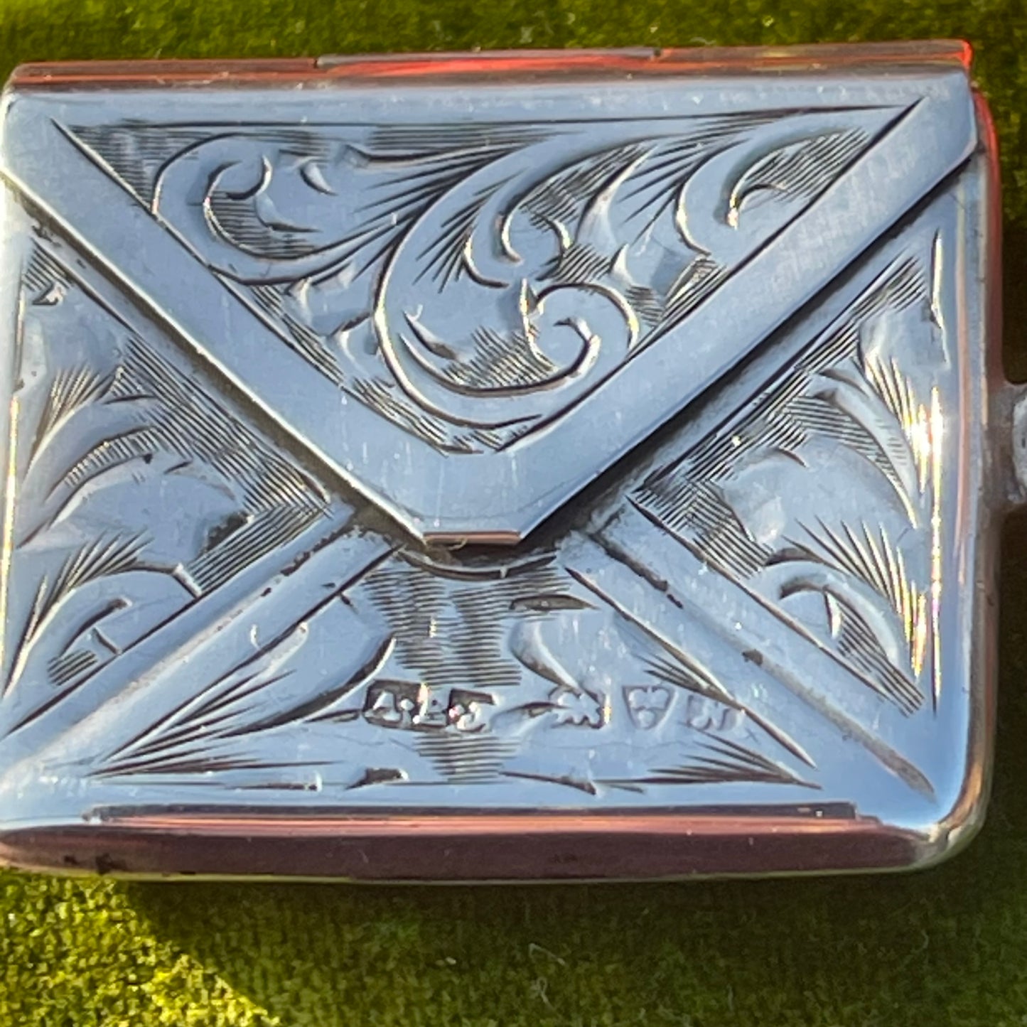 Antique Edwardian Sterling Silver Sweetheart Envelope Charm Pendant Locket 1913