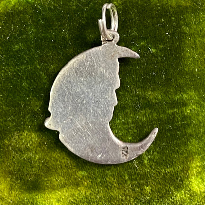 Vintage Sterling Silver Maiden In The Moon Charm