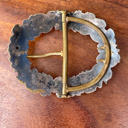 Unreleased: Antique Art Nouveau Aged Brass Floral Buckle