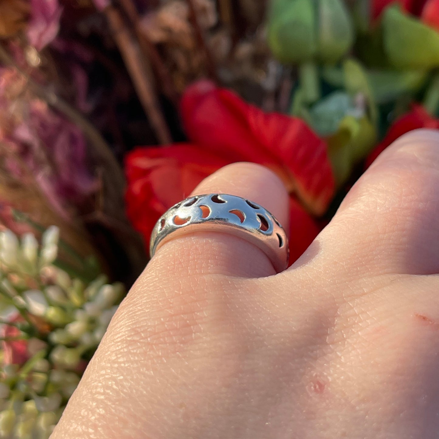 Vintage Sterling Silver Moon Cut Out Ring N