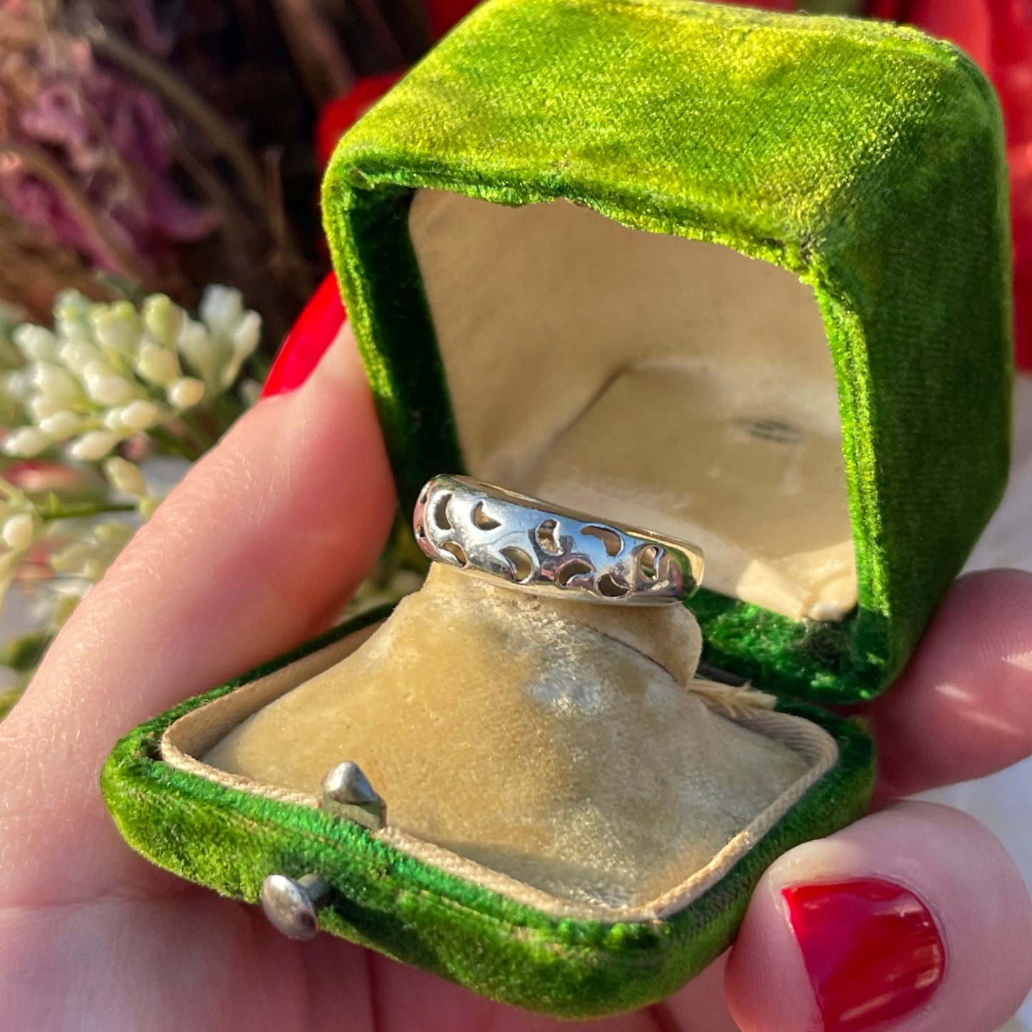 Vintage Sterling Silver Moon Cut Out Ring N