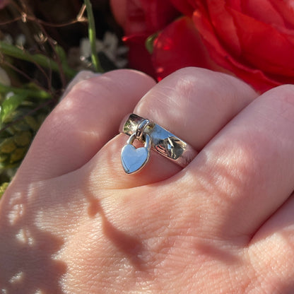 Sterling Silver Chunky Heart Charm Ring O