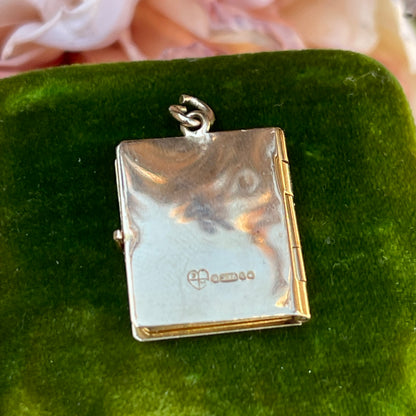Antique 9ct Gold Edwardian Book Locket Engraved Heart Pendant Rare 1903 3g