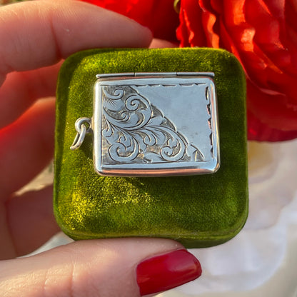 Antique Edwardian Sterling Silver Sweetheart Envelope Charm Pendant Locket 1913