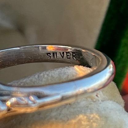 Vintage Sterling Silver Fish Moss Agate Ring Bernard Instone Arts Crafts 1910 L