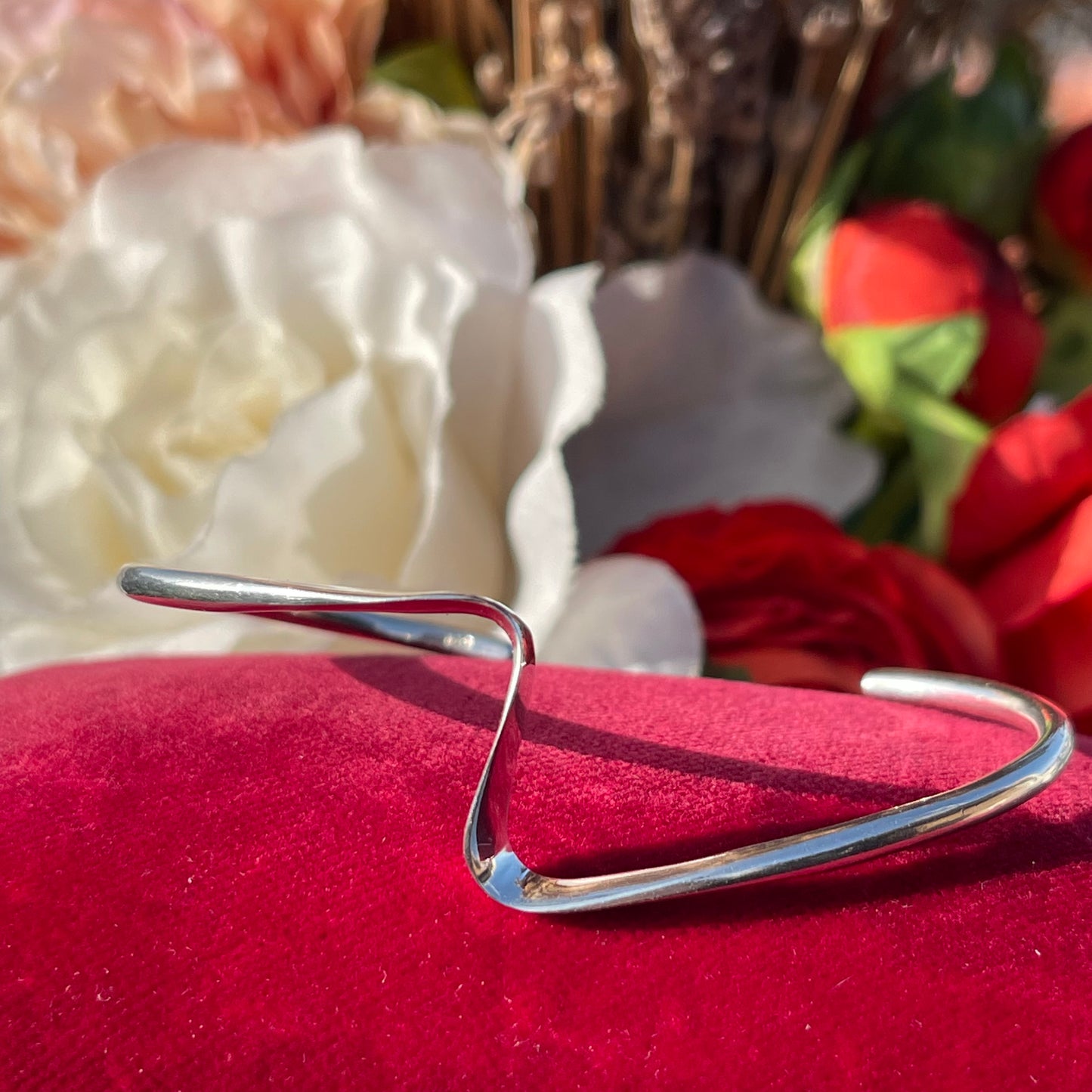 Sterling Silver Modernist Wave Bracelet Bangle cuff 925 Hallmarked TG 11g