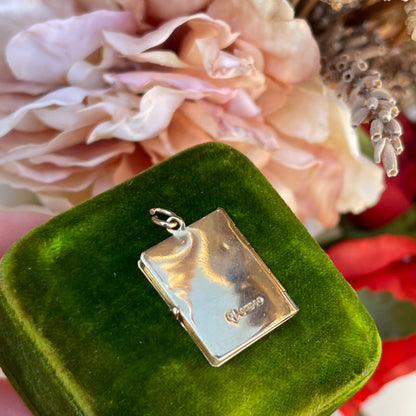 Antique 9ct Gold Edwardian Book Locket Engraved Heart Pendant Rare 1903 3g
