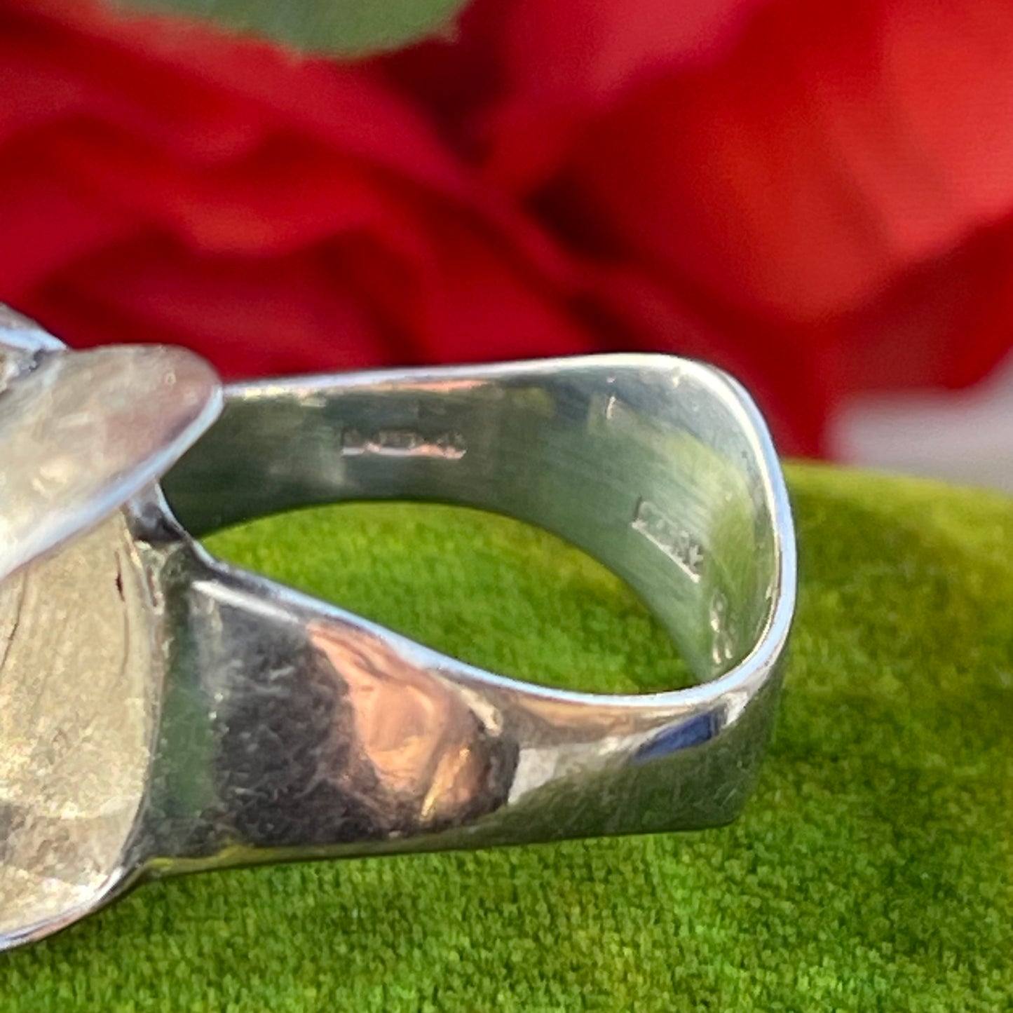 Vintage Sterling Silver Modernist double loop abstract Ring 70s 1974 M 5.1g
