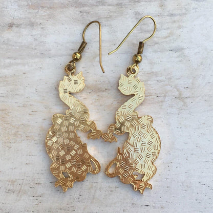 Vintage cloisonne red dragon earrings