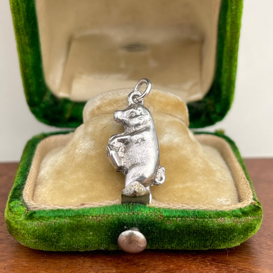 Antique Victorian Sterling Silver Lucky Pig Charm