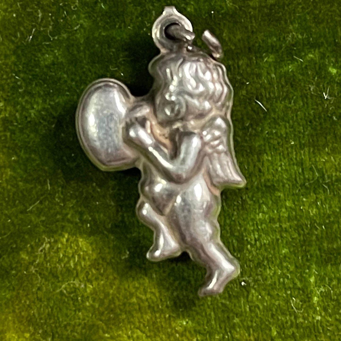 Vintage Sterling Silver Puffy Cherub Heart Charm