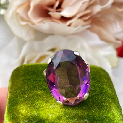 Unreleased: Art Deco Vintage Sterling Silver Purple Amethyst Ring M