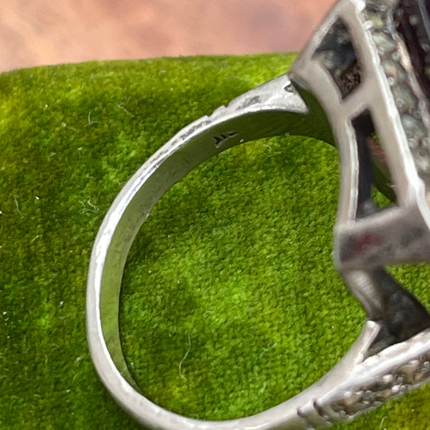 Unreleased: Art Deco Sterling Silver Huge Amethyst Cocktail Ring P