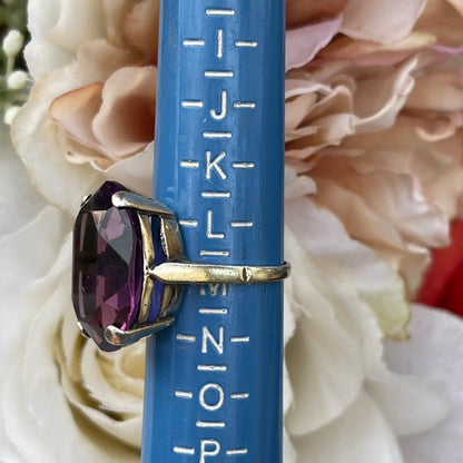 Unreleased: Art Deco Vintage Sterling Silver Purple Amethyst Ring M
