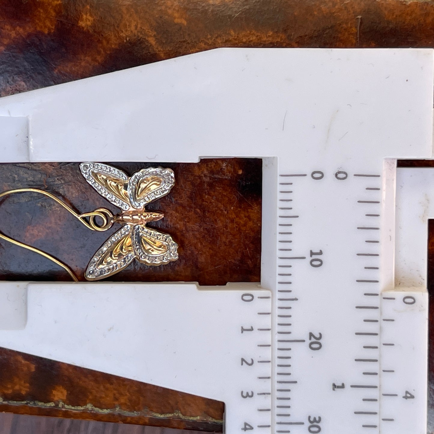 9ct Gold Floating Butterfly Hook Earrings Rose Yellow White Dainty 0.5g
