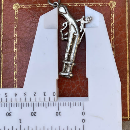 Sterling Silver Vintage Flintlock Pistol Gun Charm 4g